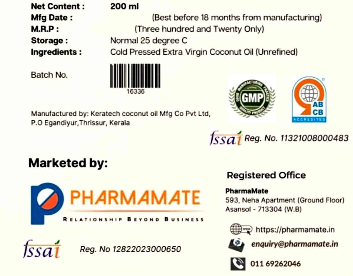 Cocomate - Extra Virgin Coconut Oil, Pharmamate, 