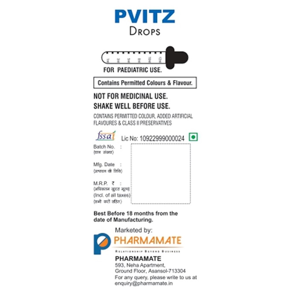 PvitZ - Multivitamin, Multiminaral with L-Lysine Drops for kids, Pharmamate